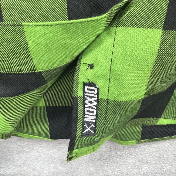 Dixxon Flannel Shirt Women Small Green Black Buffalo Plaid Gang Green D Tech - Picture 4 of 9